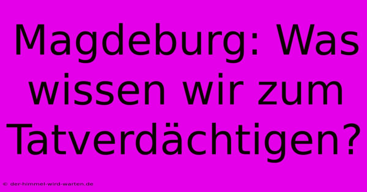 Magdeburg: Was Wissen Wir Zum Tatverdächtigen?