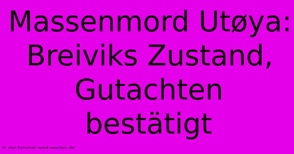 Massenmord Utøya: Breiviks Zustand, Gutachten Bestätigt