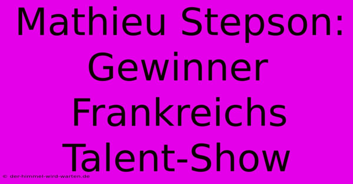 Mathieu Stepson: Gewinner Frankreichs Talent-Show