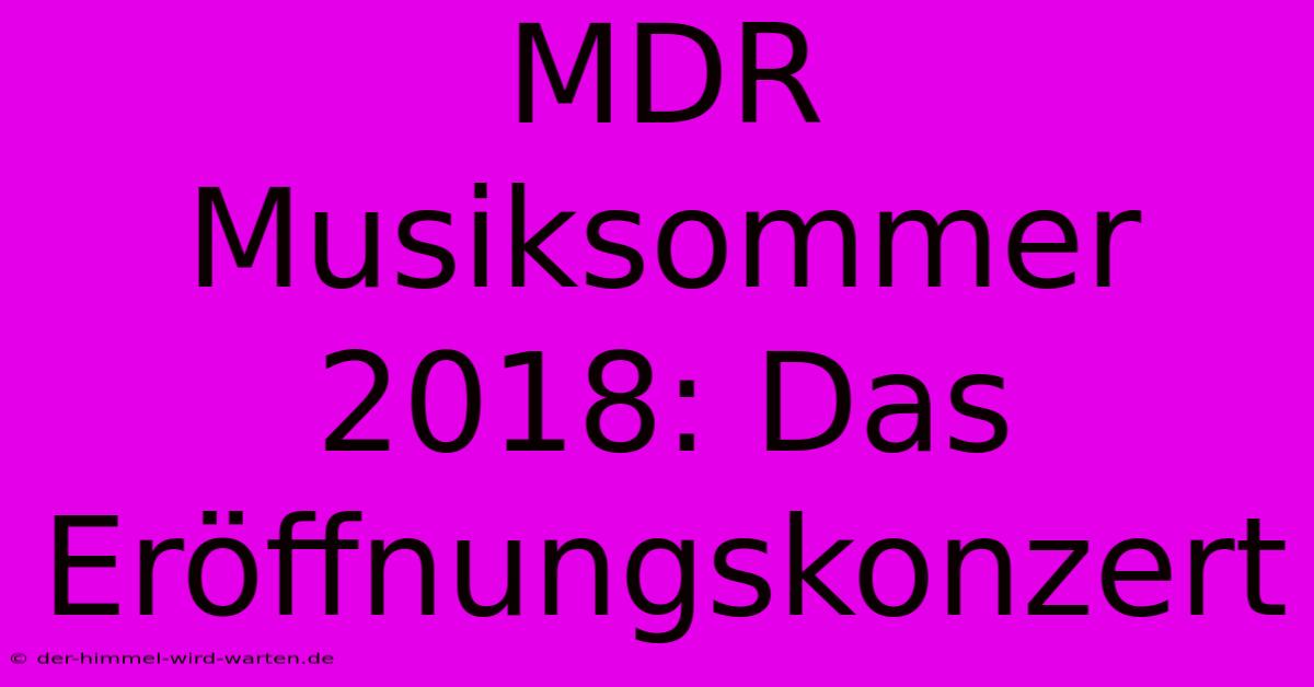 MDR Musiksommer 2018: Das Eröffnungskonzert