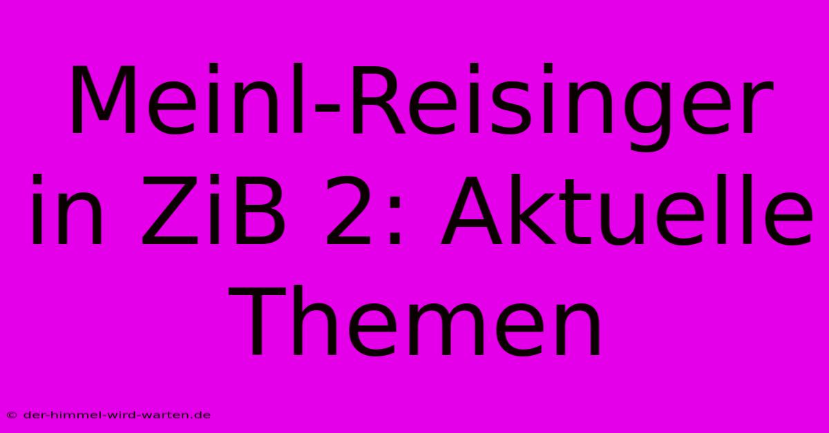 Meinl-Reisinger In ZiB 2: Aktuelle Themen