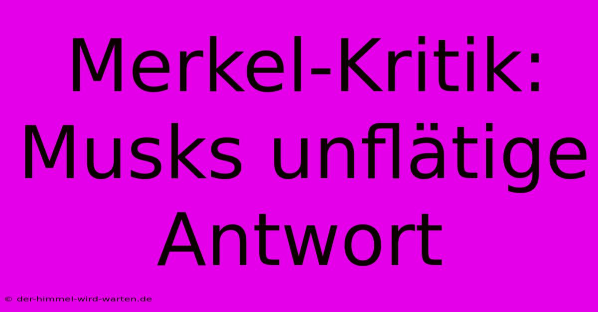 Merkel-Kritik: Musks Unflätige Antwort