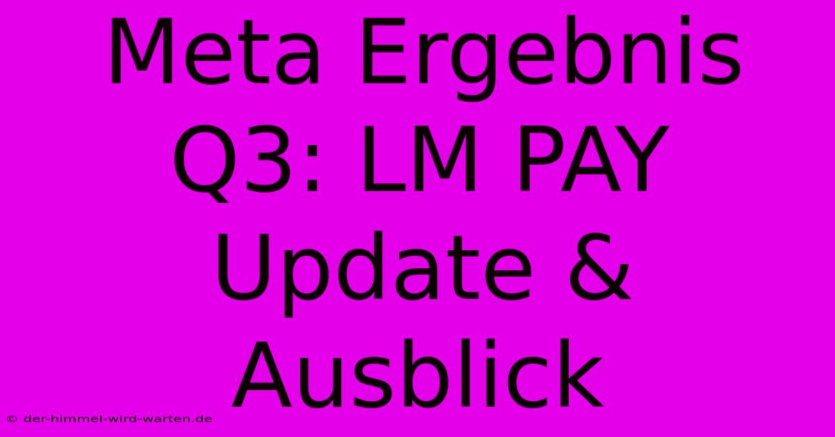 Meta Ergebnis Q3: LM PAY Update & Ausblick