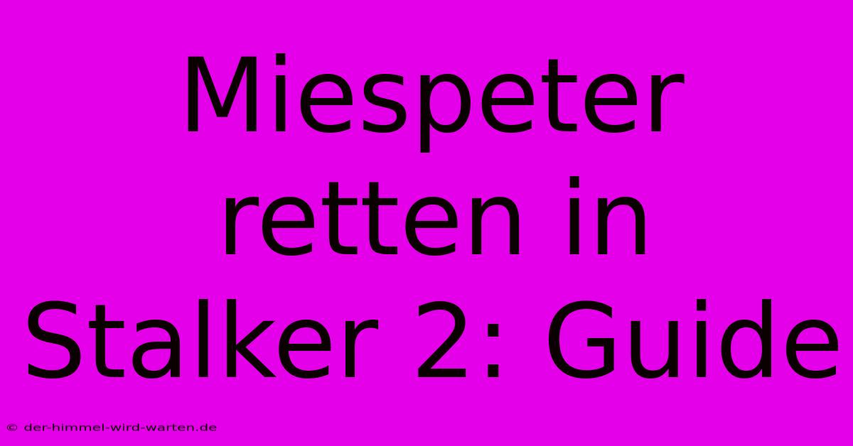 Miespeter Retten In Stalker 2: Guide