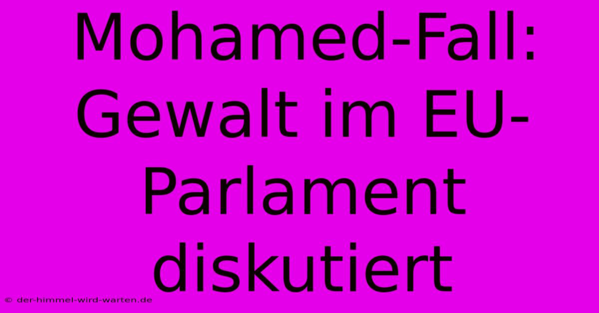 Mohamed-Fall: Gewalt Im EU-Parlament Diskutiert