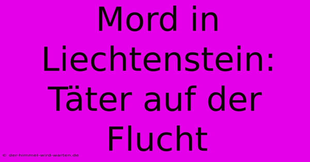 Mord In Liechtenstein: Täter Auf Der Flucht