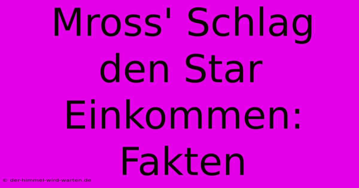 Mross' Schlag Den Star Einkommen: Fakten