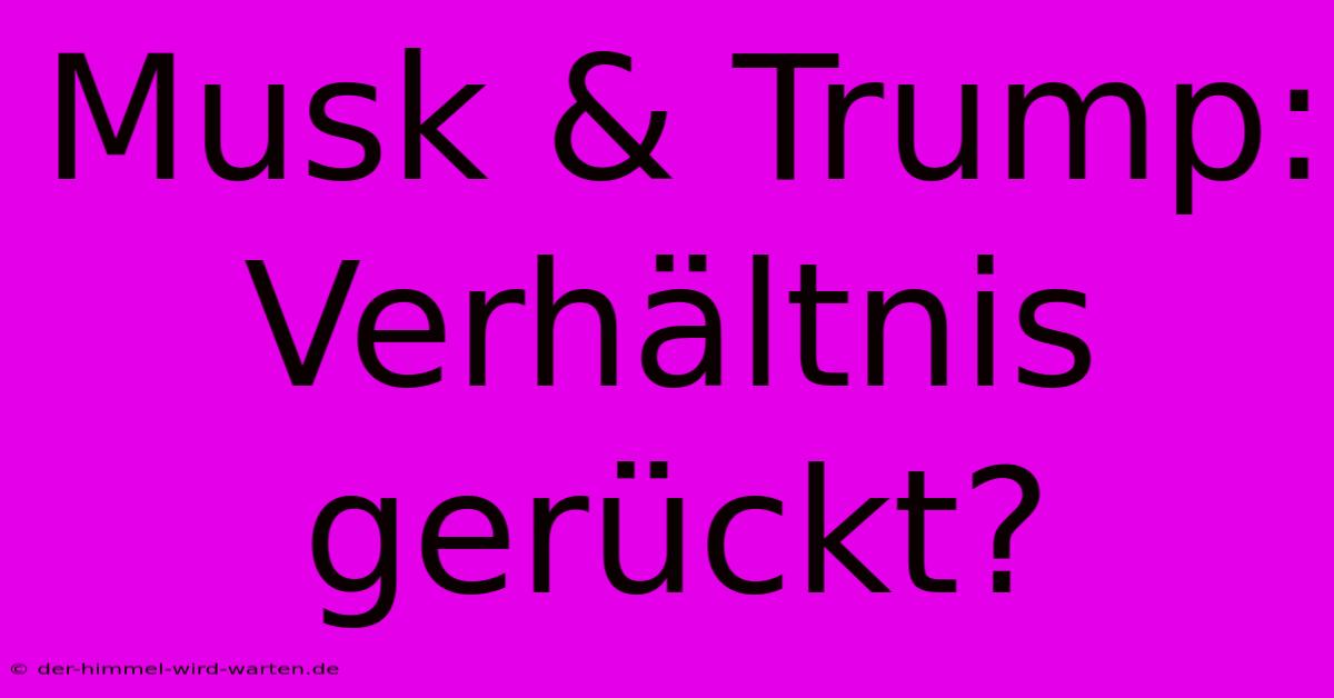 Musk & Trump: Verhältnis Gerückt?