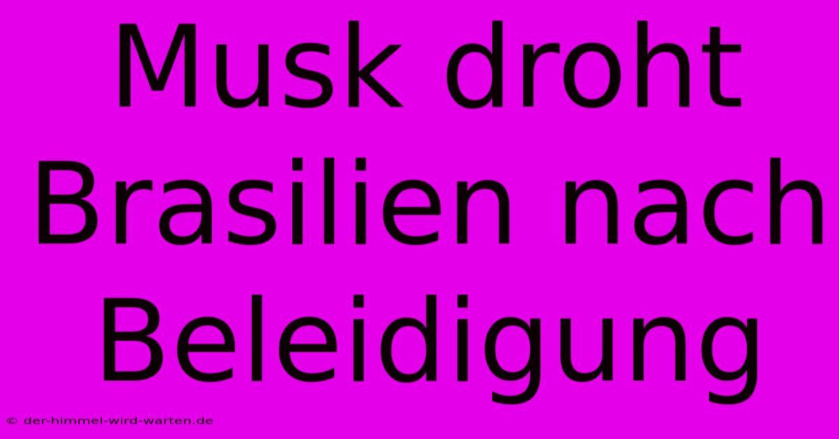 Musk Droht Brasilien Nach Beleidigung