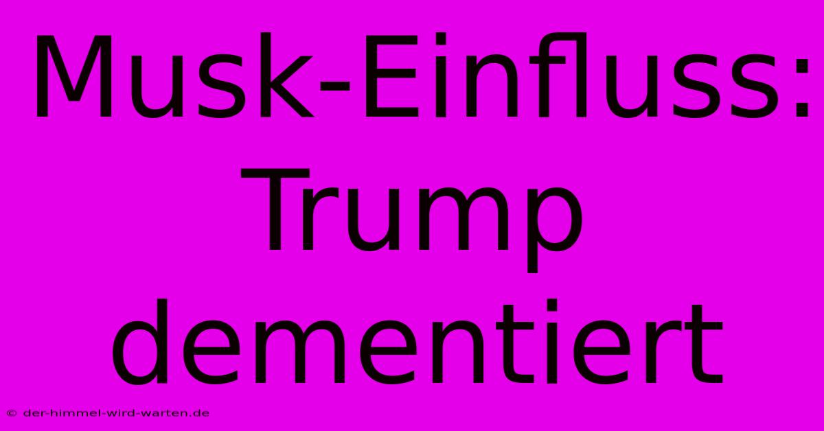 Musk-Einfluss: Trump Dementiert