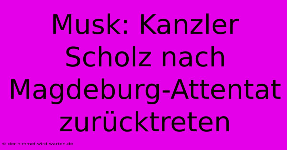 Musk: Kanzler Scholz Nach Magdeburg-Attentat Zurücktreten