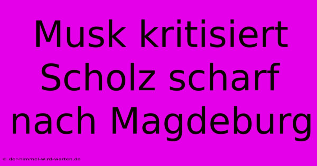 Musk Kritisiert Scholz Scharf Nach Magdeburg