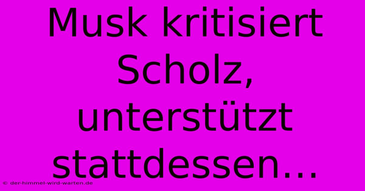 Musk Kritisiert Scholz, Unterstützt Stattdessen…