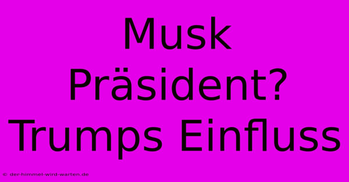 Musk Präsident? Trumps Einfluss