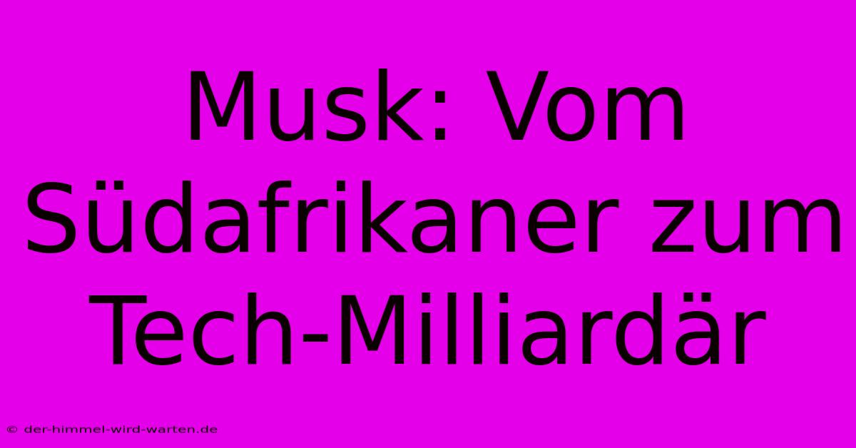 Musk: Vom Südafrikaner Zum Tech-Milliardär