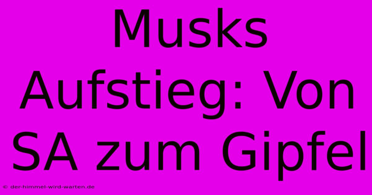 Musks Aufstieg: Von SA Zum Gipfel