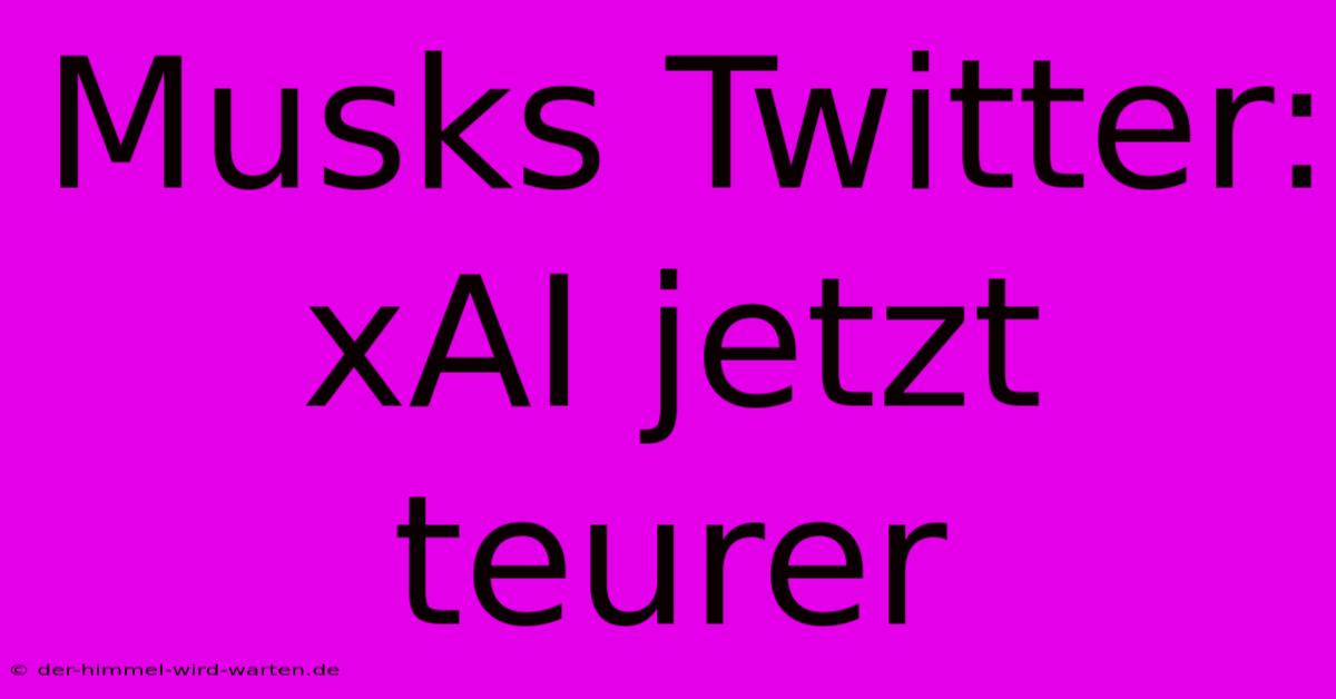 Musks Twitter: XAI Jetzt Teurer