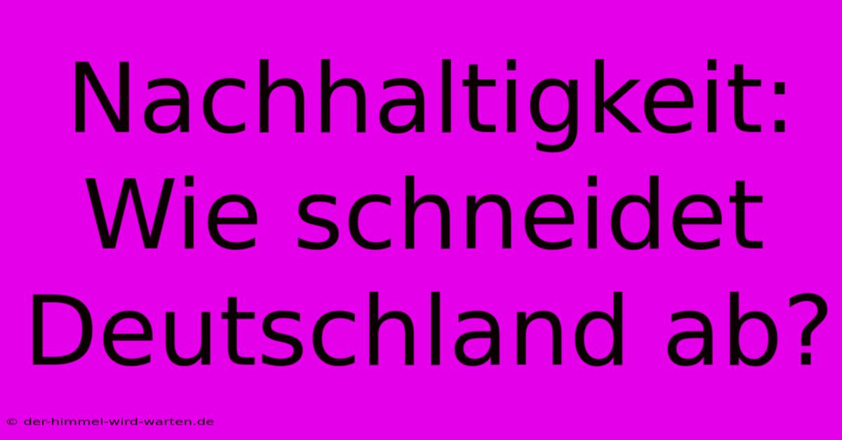 Nachhaltigkeit:  Wie Schneidet Deutschland Ab?