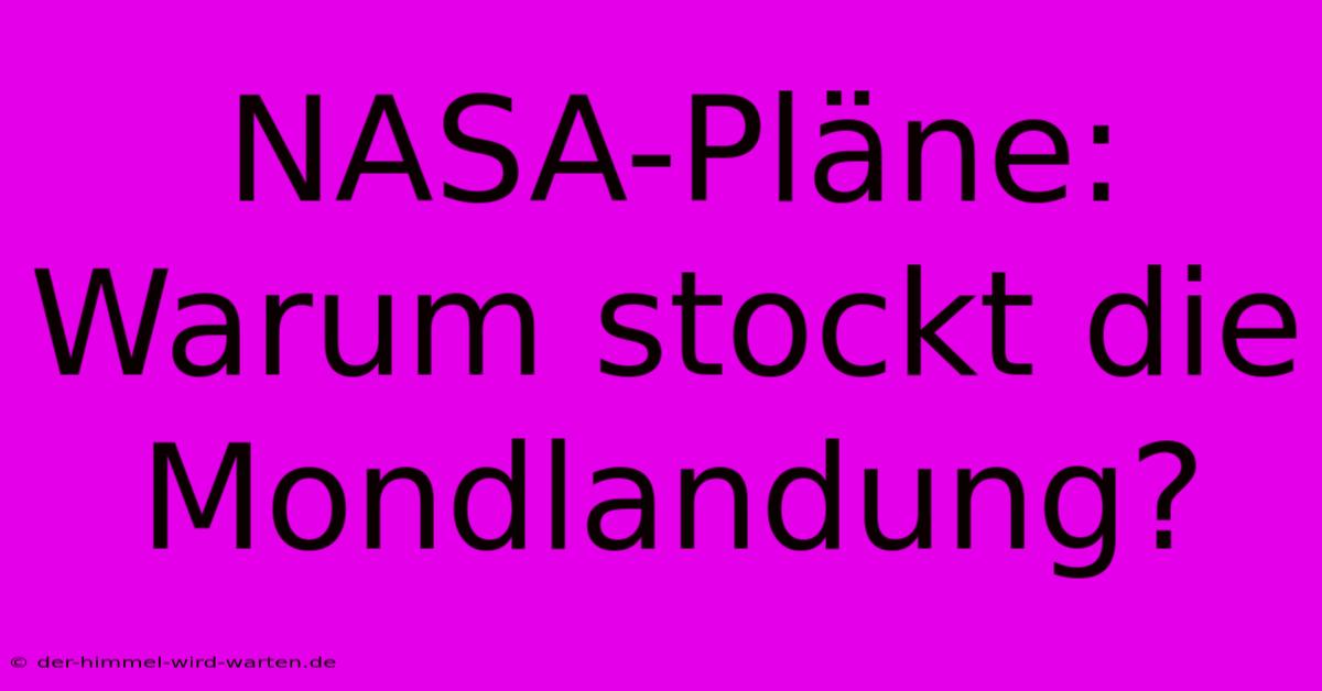 NASA-Pläne: Warum Stockt Die Mondlandung?