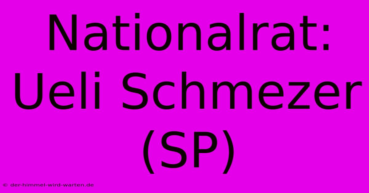 Nationalrat: Ueli Schmezer (SP)