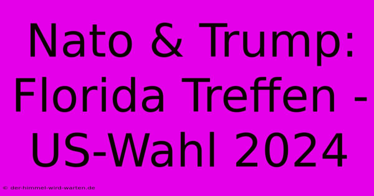 Nato & Trump: Florida Treffen - US-Wahl 2024