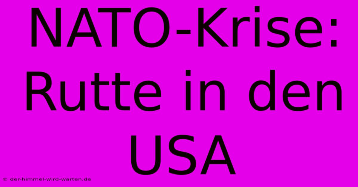 NATO-Krise: Rutte In Den USA