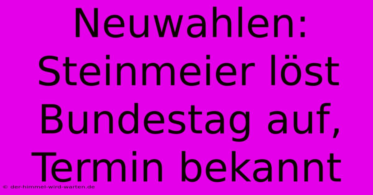 Neuwahlen: Steinmeier Löst Bundestag Auf, Termin Bekannt