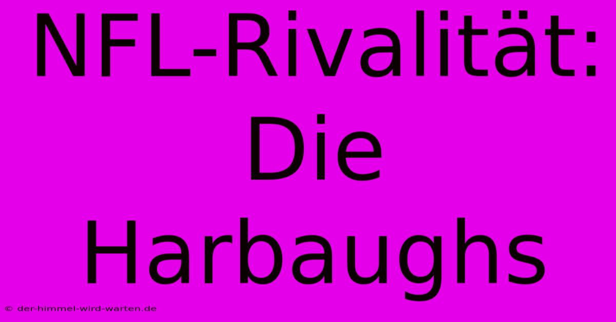 NFL-Rivalität: Die Harbaughs