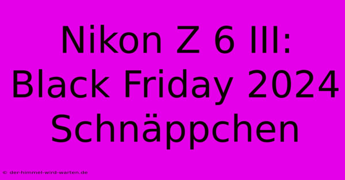 Nikon Z 6 III: Black Friday 2024 Schnäppchen