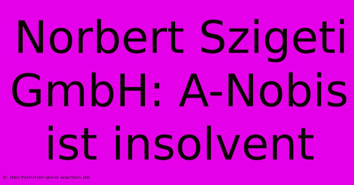 Norbert Szigeti GmbH: A-Nobis Ist Insolvent