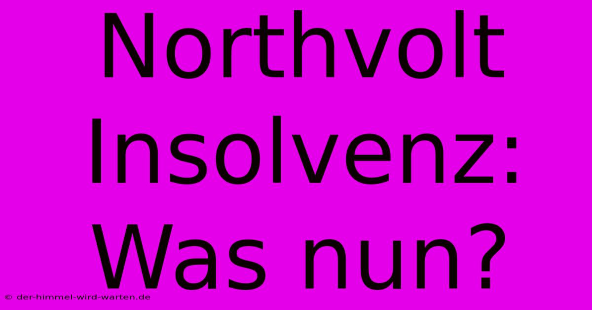 Northvolt Insolvenz: Was Nun?