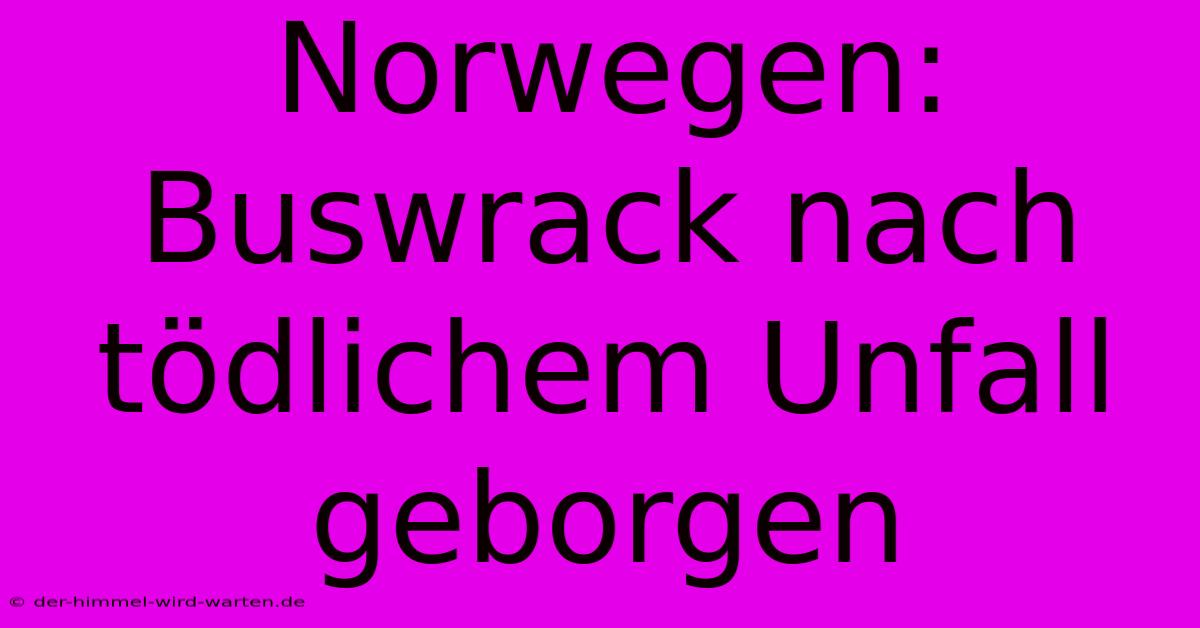 Norwegen: Buswrack Nach Tödlichem Unfall Geborgen