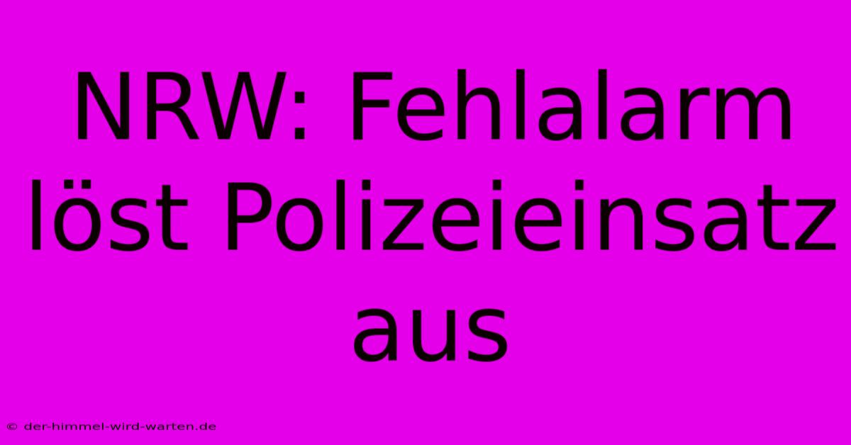 NRW: Fehlalarm Löst Polizeieinsatz Aus