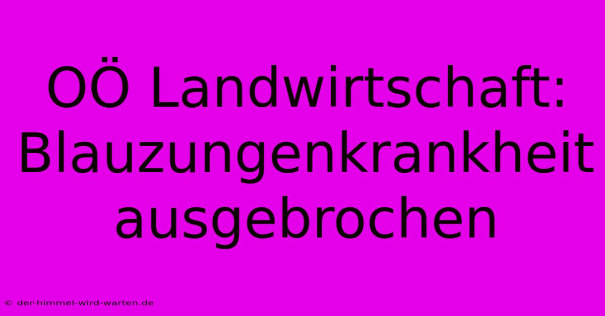 OÖ Landwirtschaft: Blauzungenkrankheit Ausgebrochen