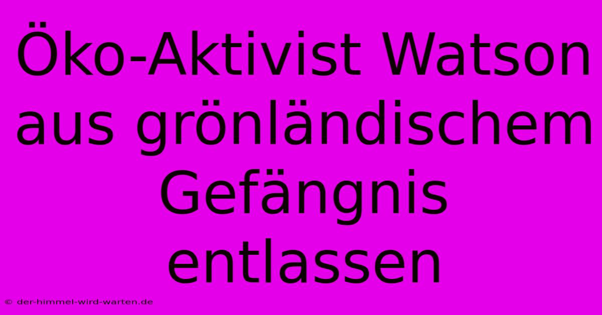 Öko-Aktivist Watson Aus Grönländischem Gefängnis Entlassen