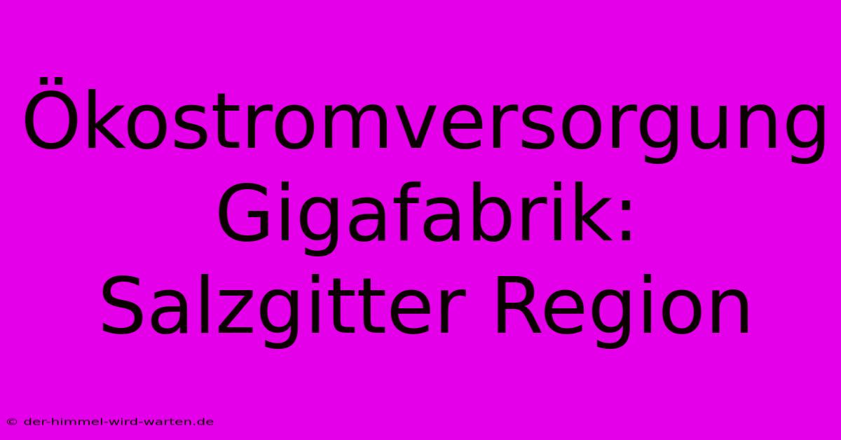 Ökostromversorgung Gigafabrik: Salzgitter Region