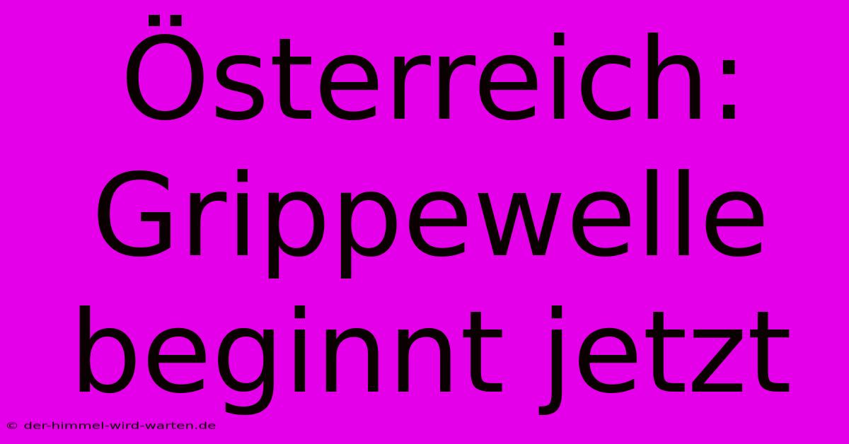 Österreich: Grippewelle Beginnt Jetzt