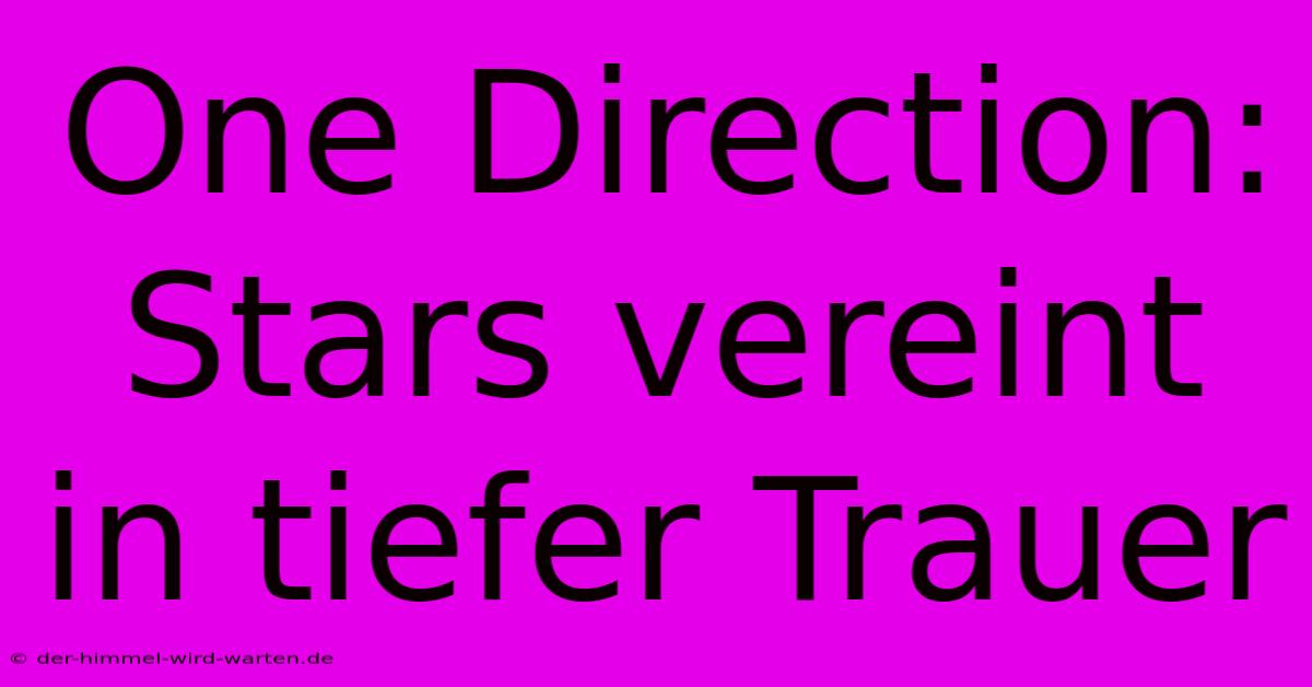 One Direction: Stars Vereint In Tiefer Trauer