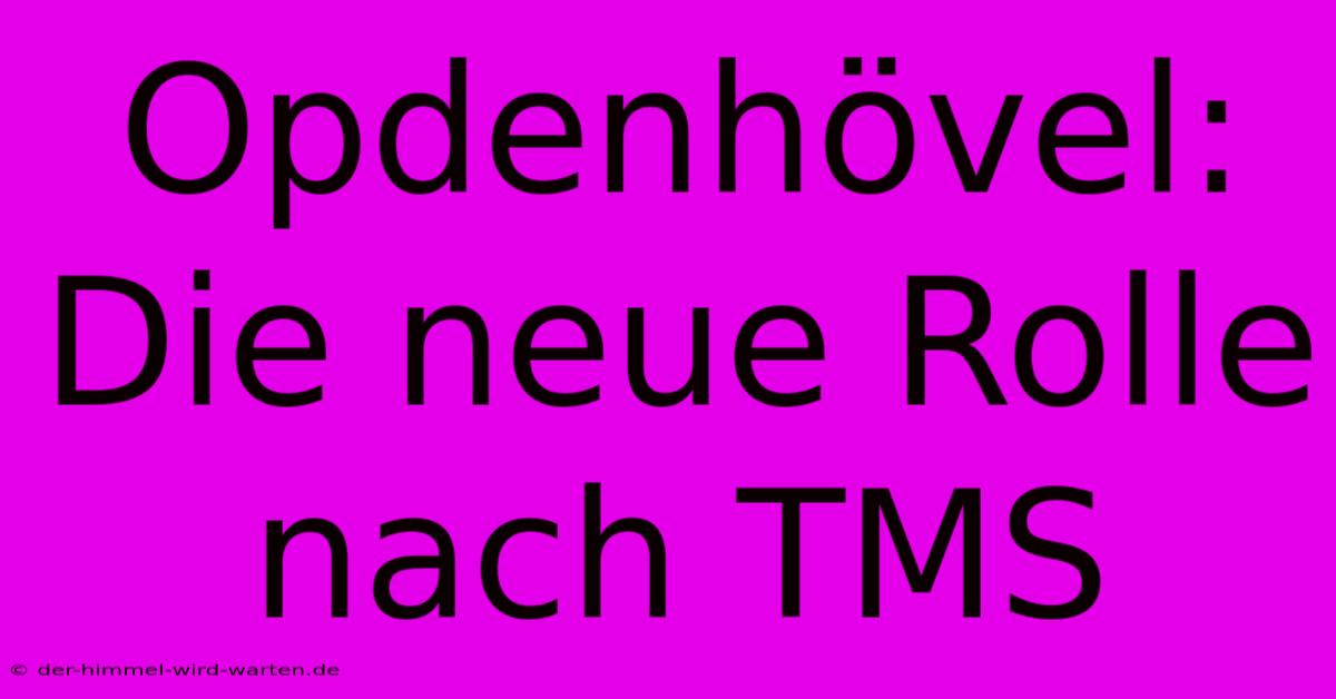 Opdenhövel:  Die Neue Rolle Nach TMS