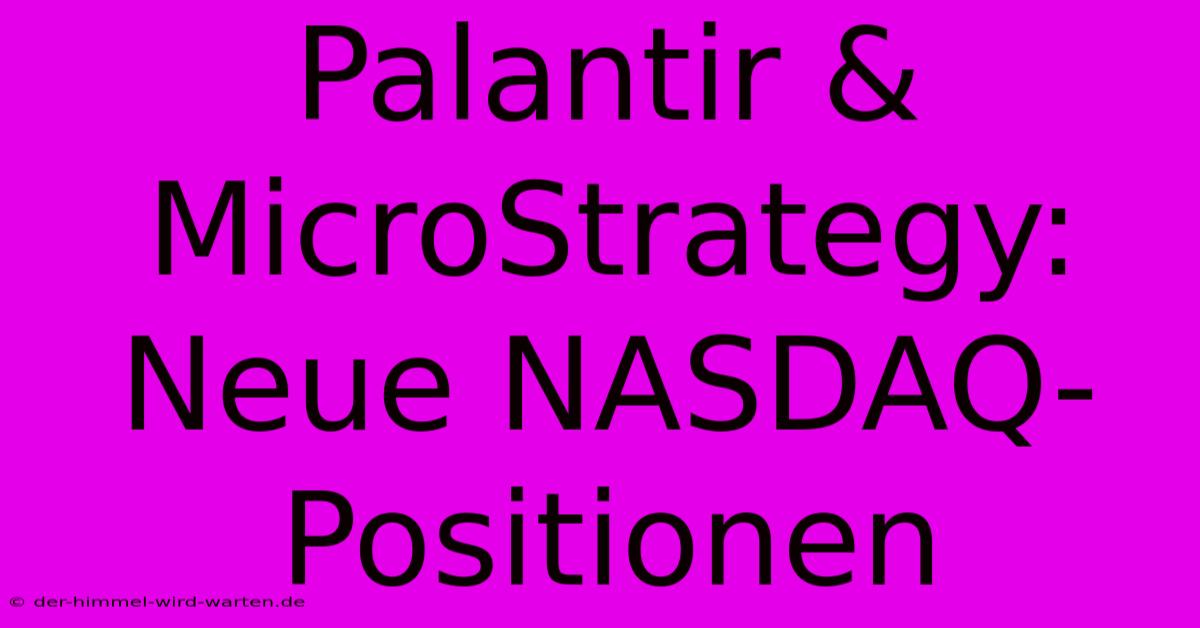 Palantir & MicroStrategy: Neue NASDAQ-Positionen