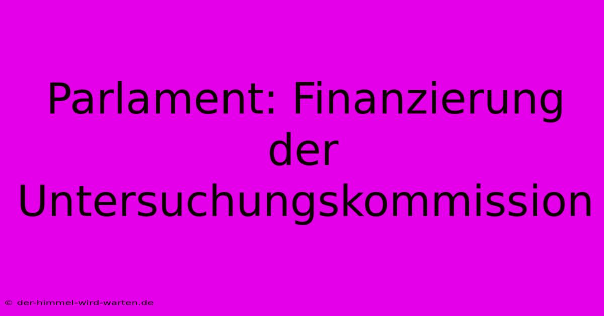 Parlament: Finanzierung Der Untersuchungskommission