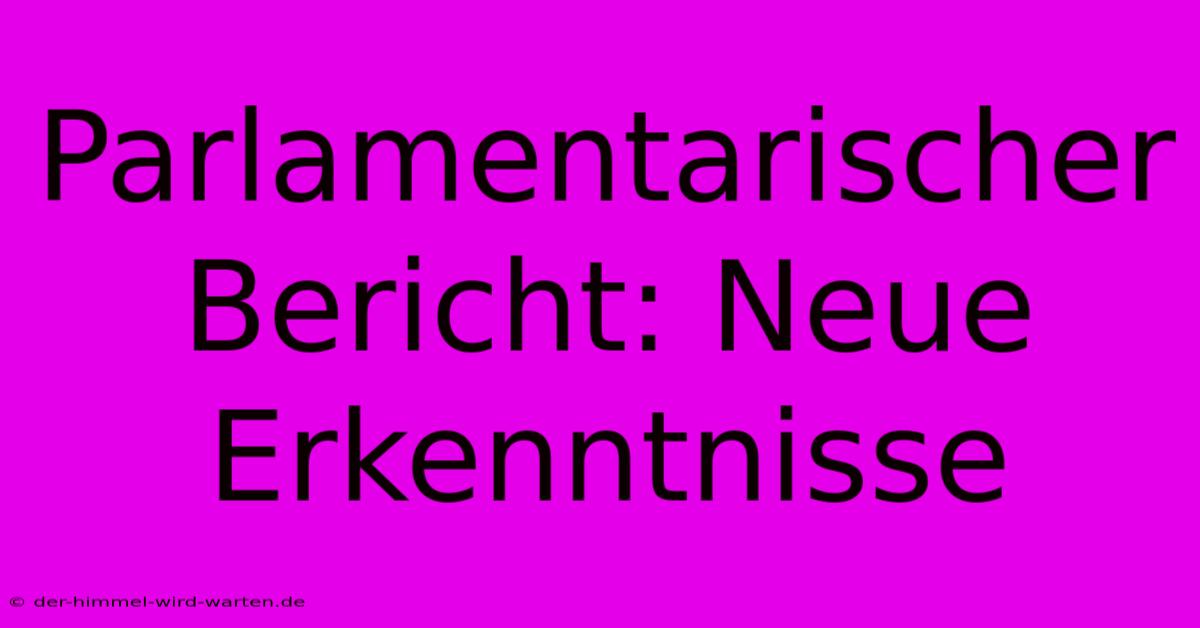 Parlamentarischer Bericht: Neue Erkenntnisse