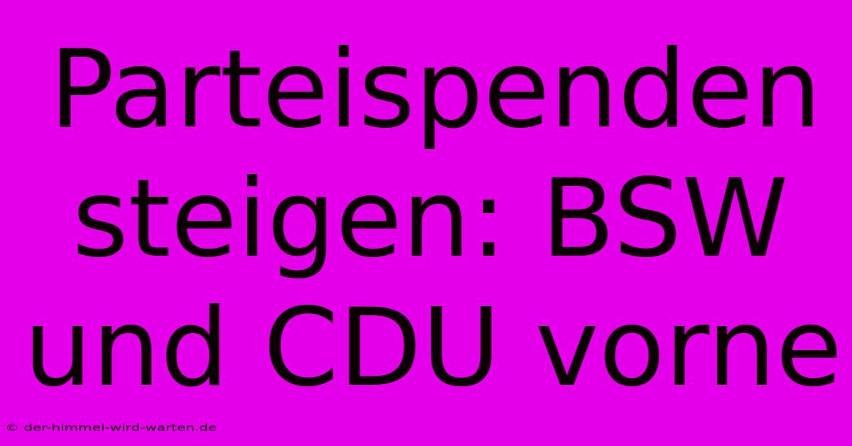 Parteispenden Steigen: BSW Und CDU Vorne