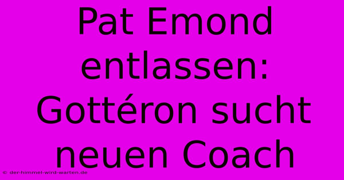 Pat Emond Entlassen: Gottéron Sucht Neuen Coach