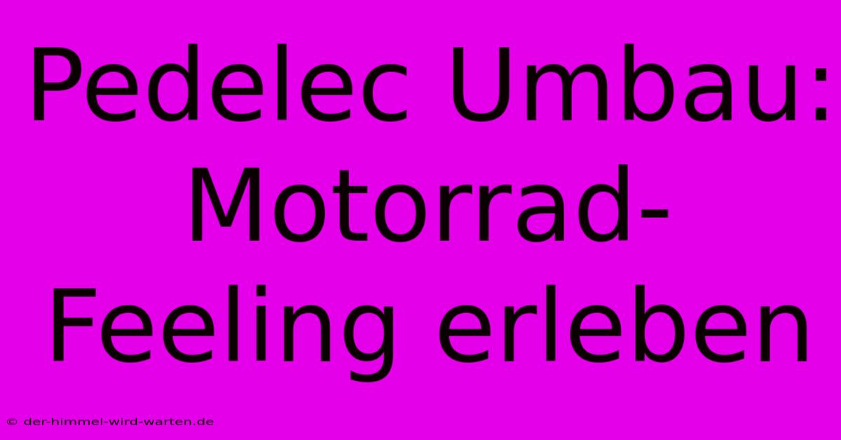 Pedelec Umbau: Motorrad-Feeling Erleben