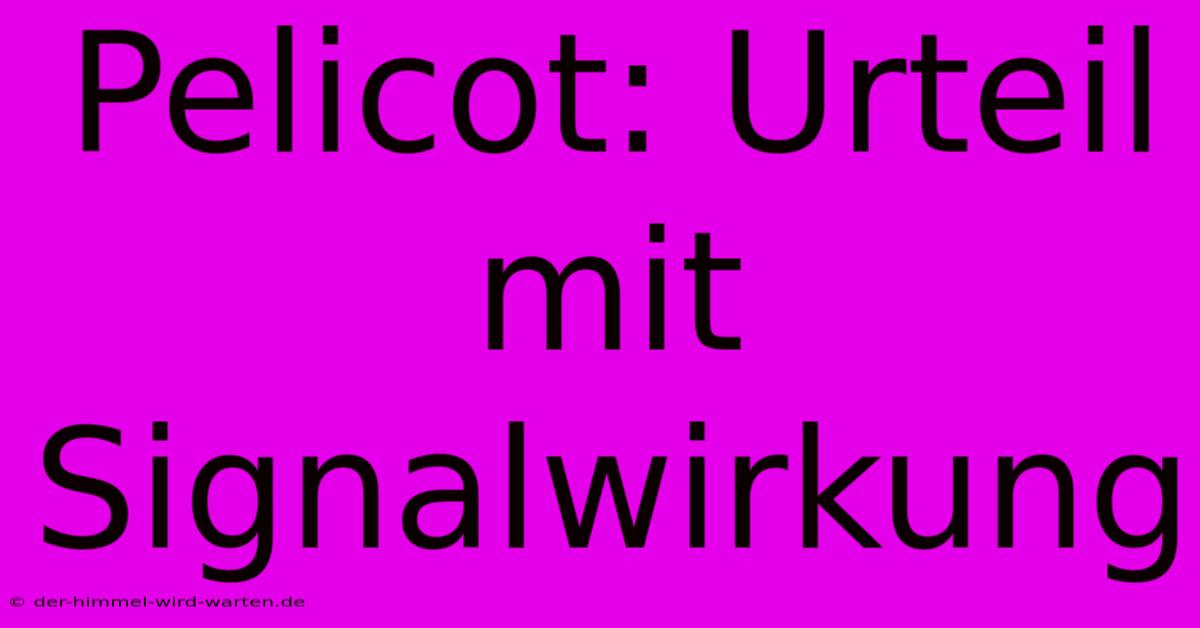 Pelicot: Urteil Mit Signalwirkung