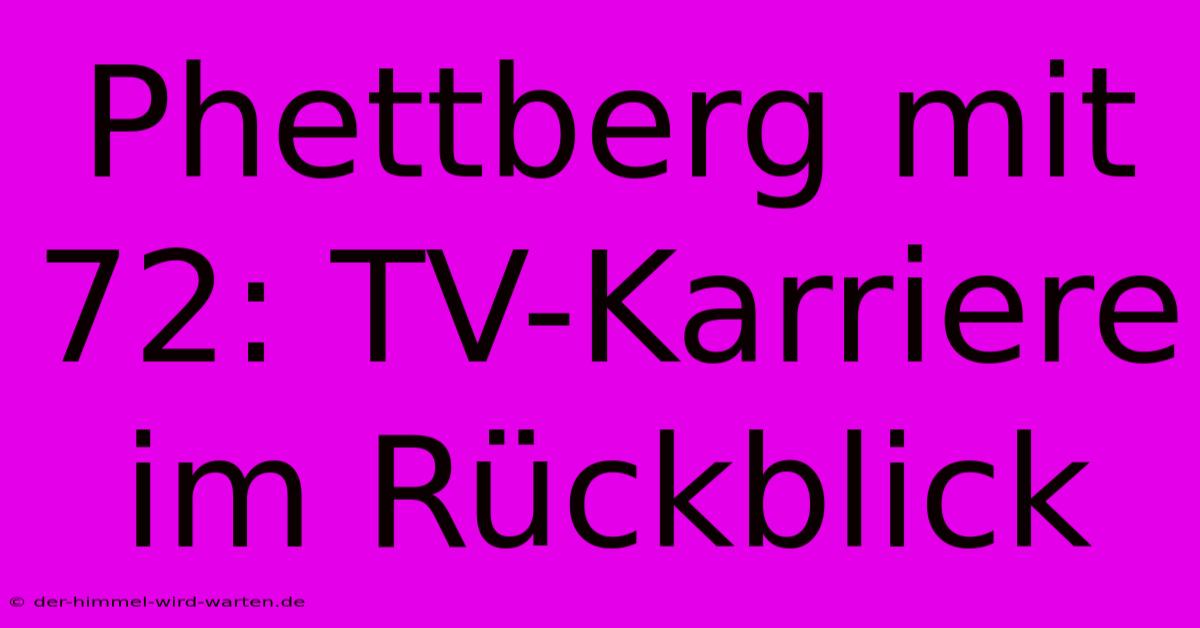 Phettberg Mit 72: TV-Karriere Im Rückblick