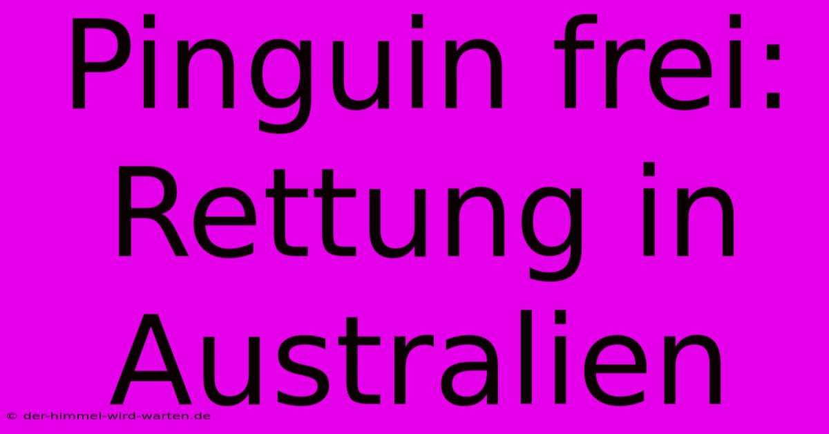 Pinguin Frei: Rettung In Australien