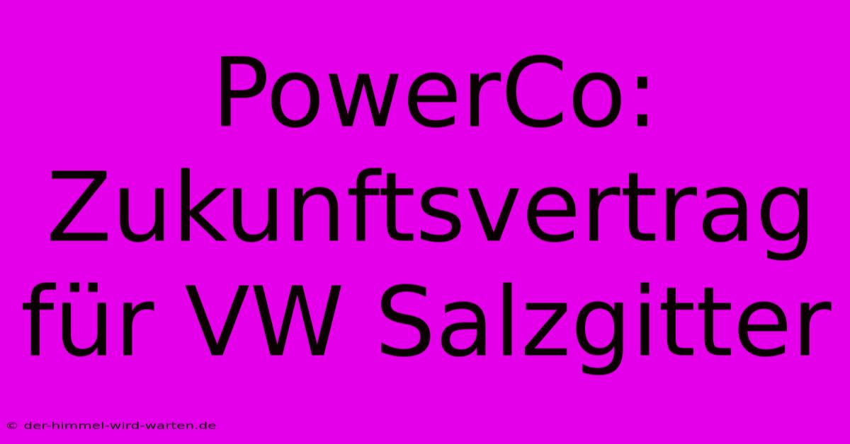 PowerCo:  Zukunftsvertrag Für VW Salzgitter