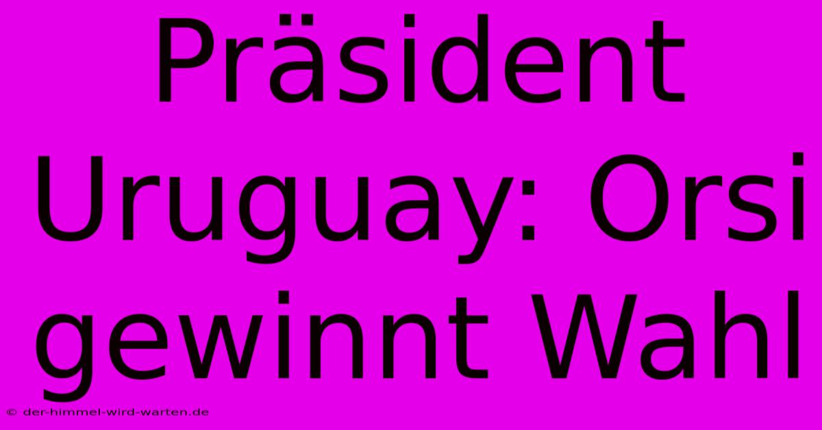 Präsident Uruguay: Orsi Gewinnt Wahl